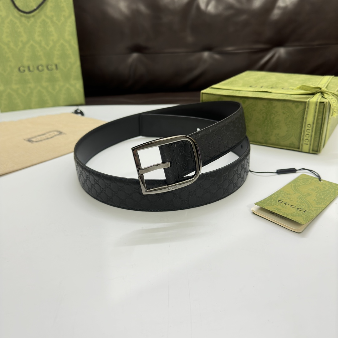 Gucci Basic Belt Cow Leather Wide Width M