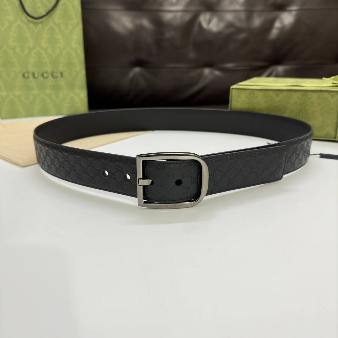 Gucci Basic Belt Cow Leather Wide Width M