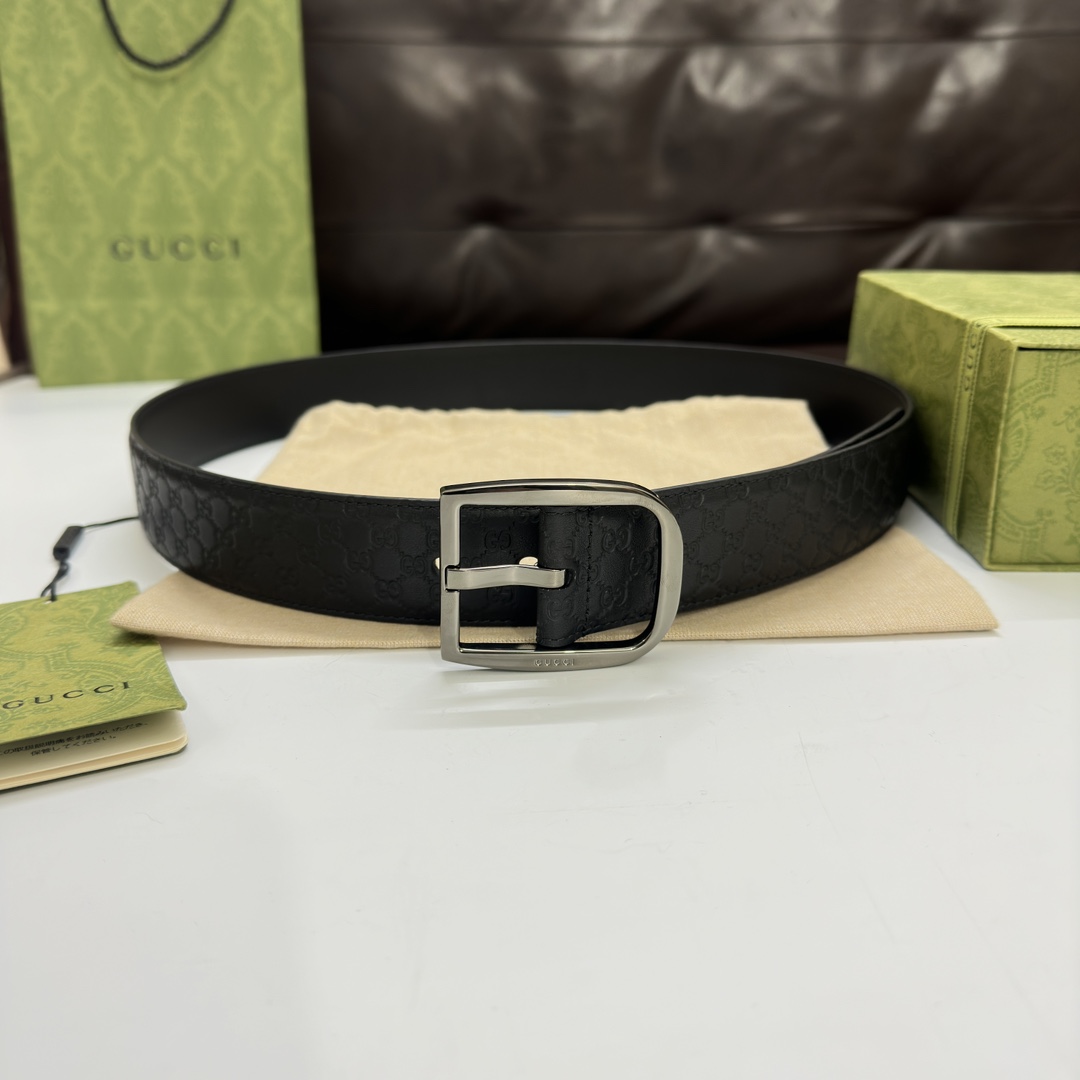 Gucci Basic Belt Cow Leather Wide Width M