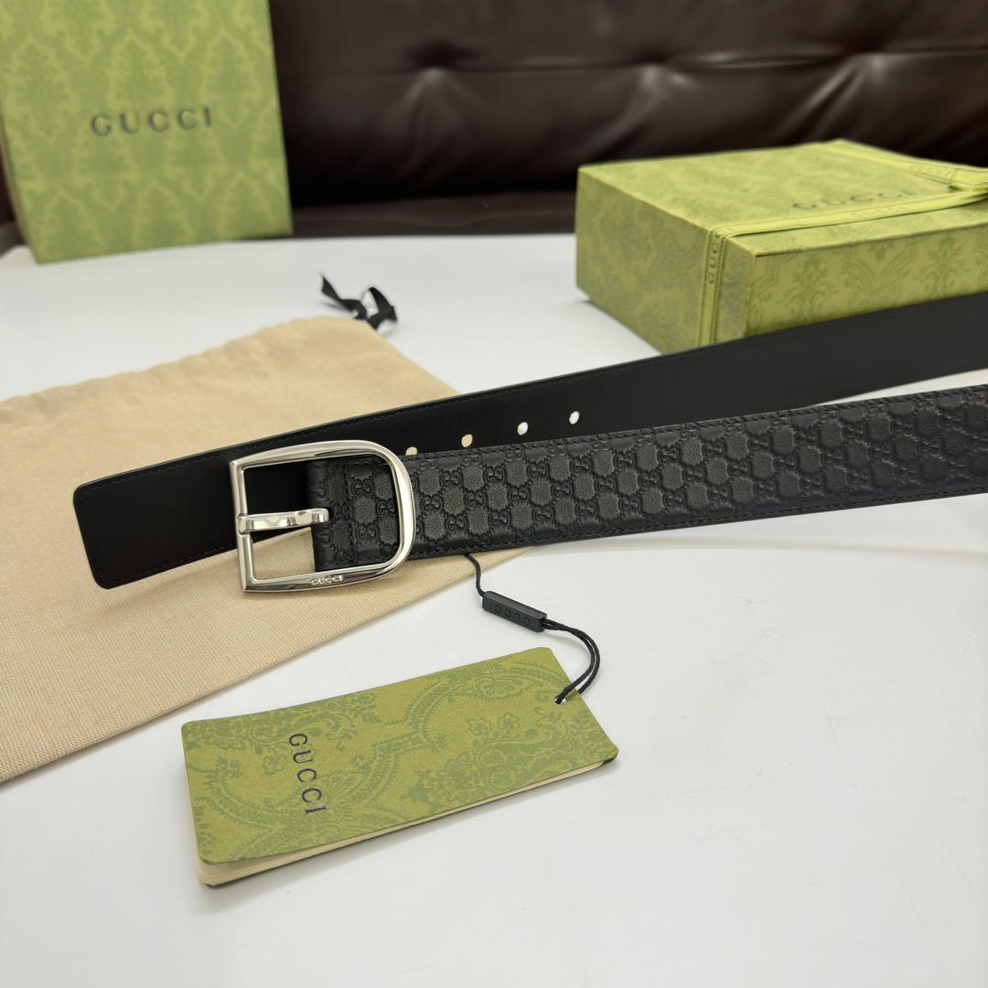 Gucci Basic Belt Cow Leather Wide Width M