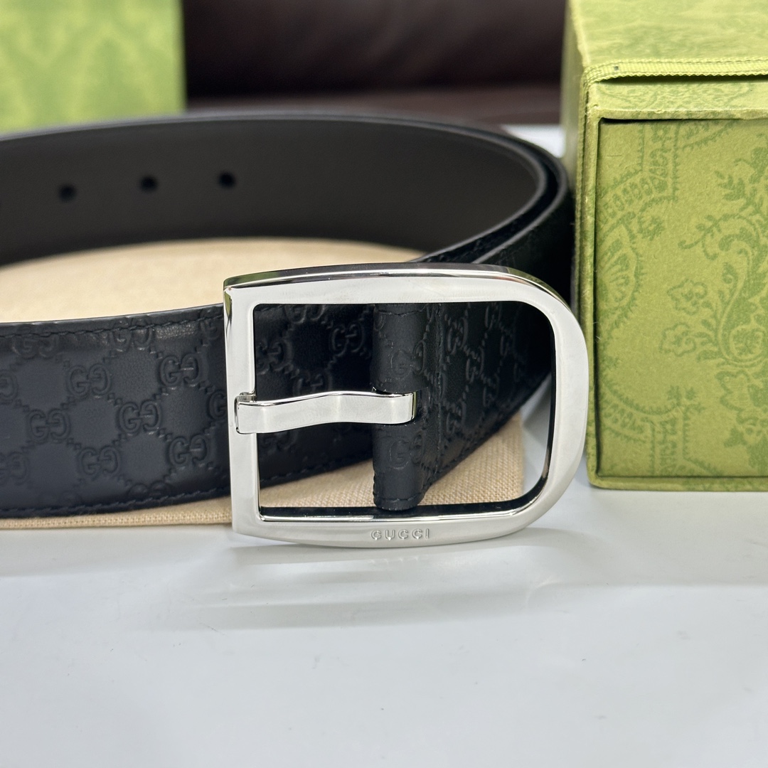 Gucci Basic Belt Cow Leather Wide Width M