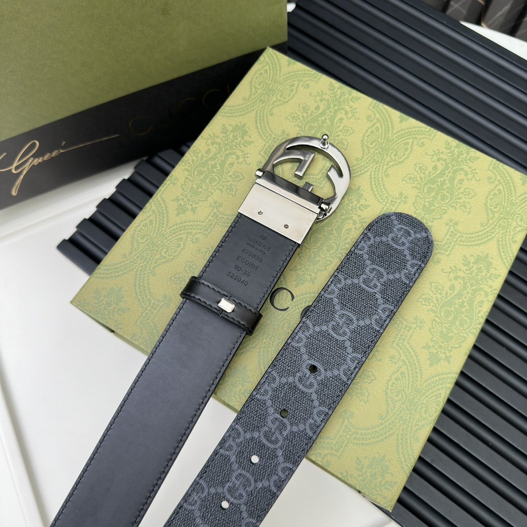 Gucci Basic Belt Cow Leather Blue S-m