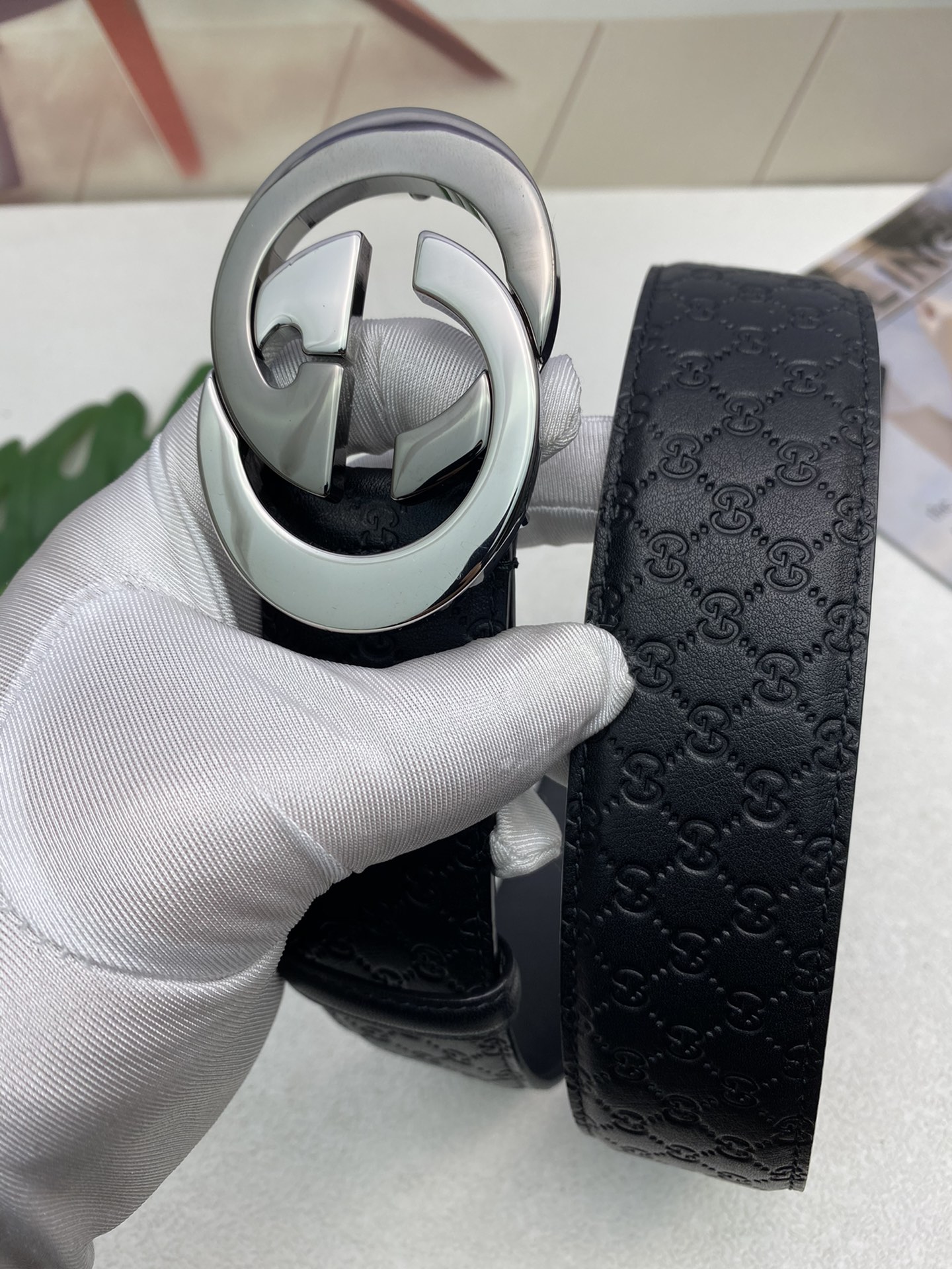 Gucci Male Leather Belt Top Grain Leather M