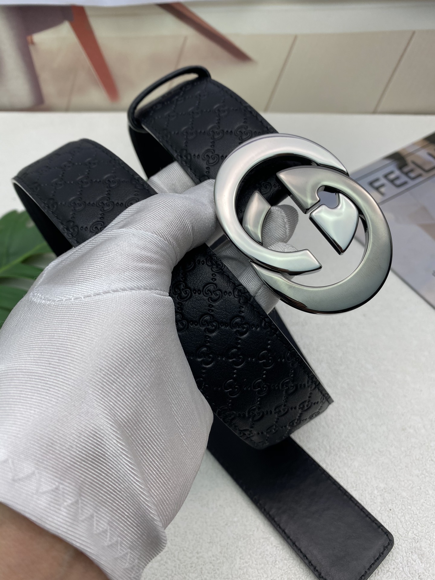 Gucci Male Leather Belt Top Grain Leather M