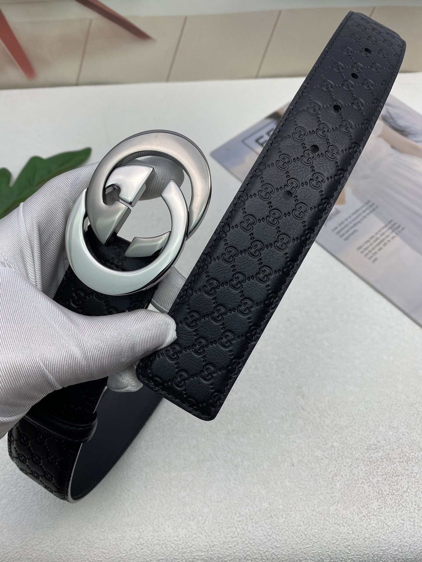 Gucci Male Leather Belt Top Grain Leather M