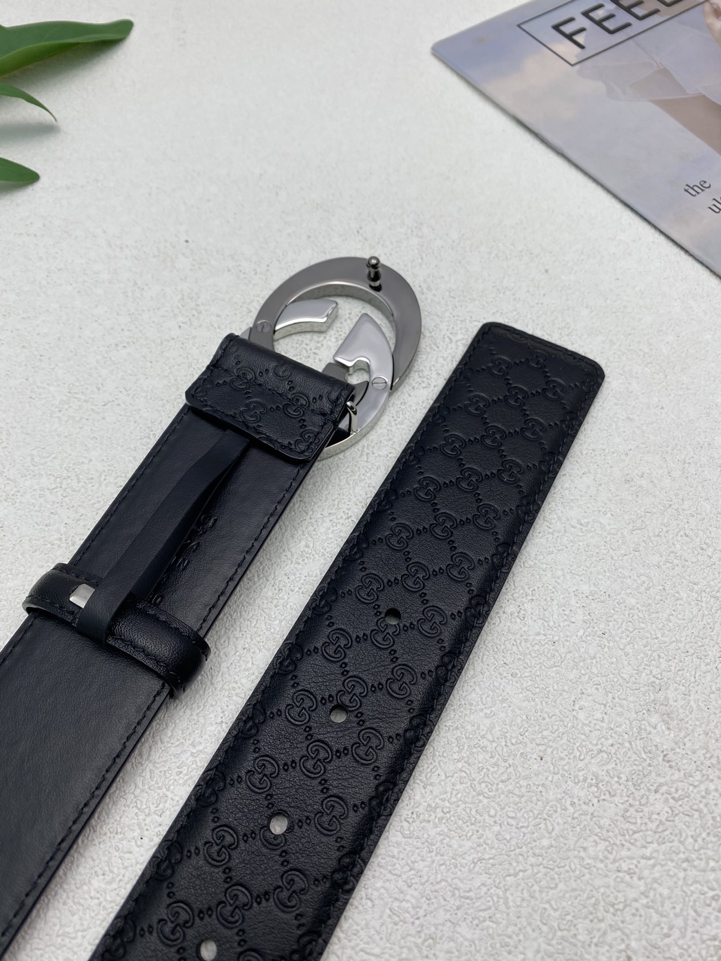 Gucci Male Leather Belt Top Grain Leather M