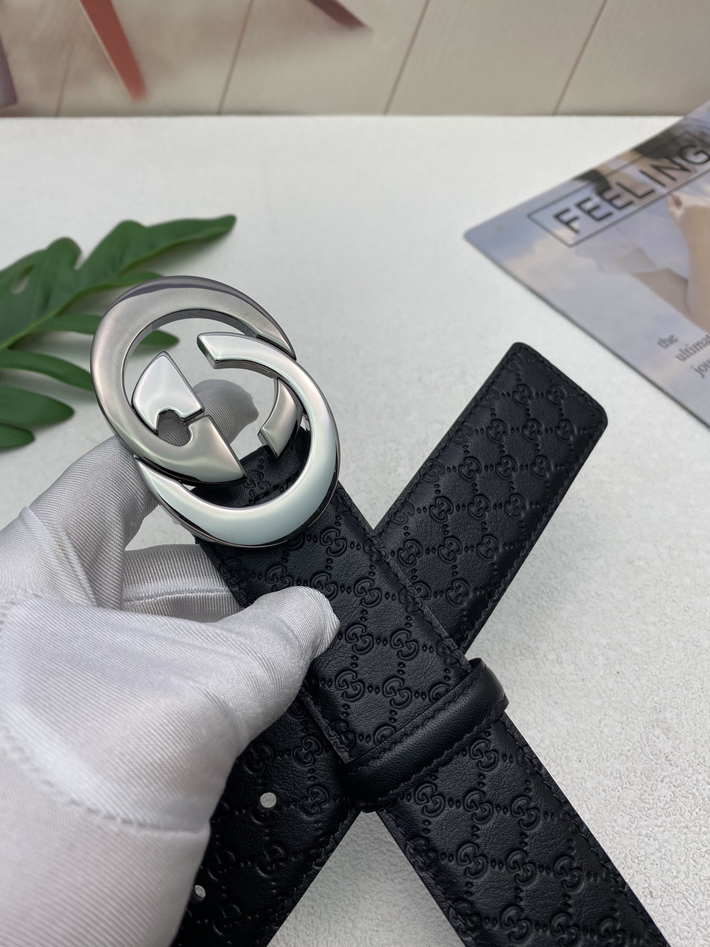 Gucci Male Leather Belt Top Grain Leather M