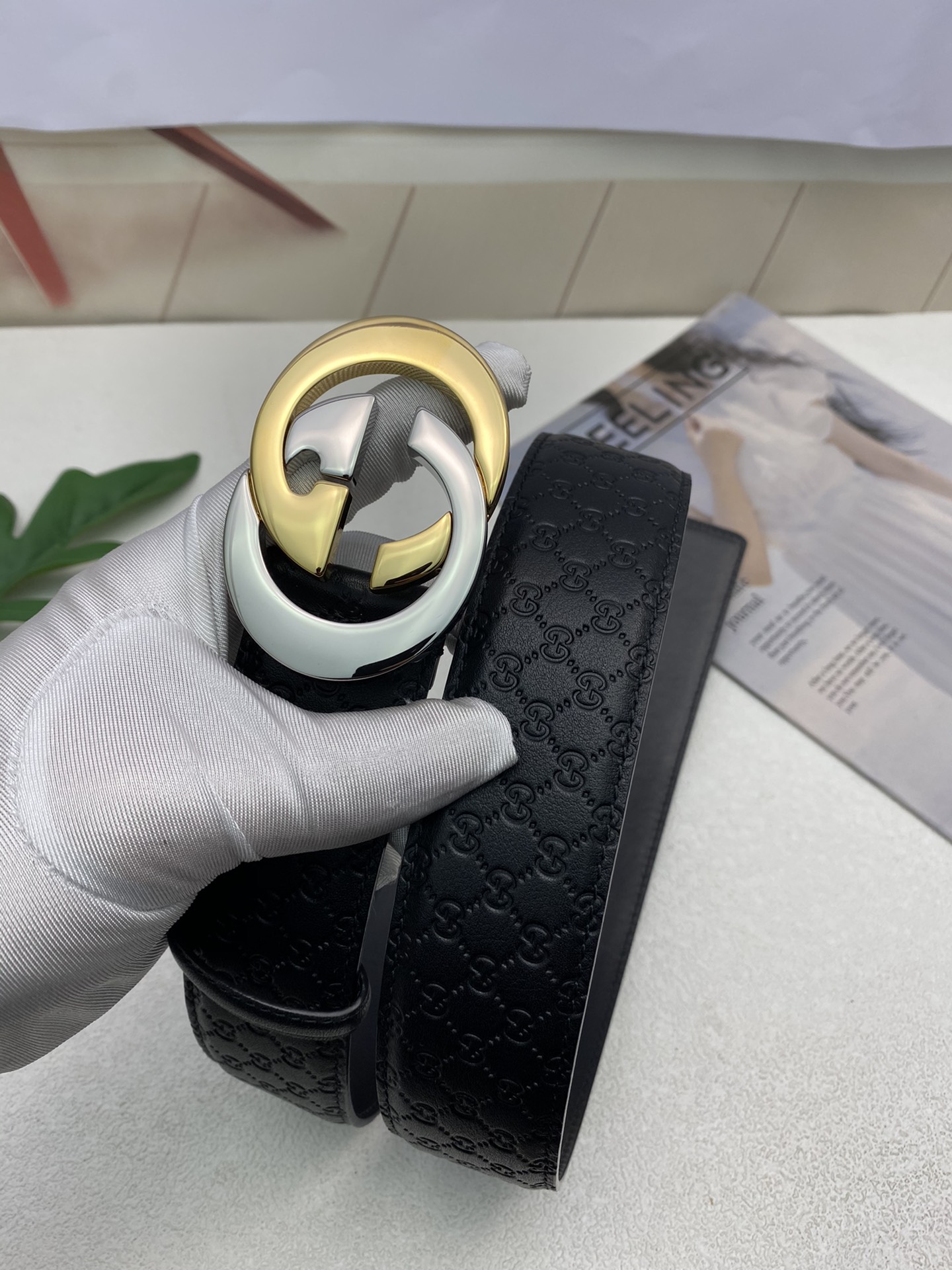 Gucci Male Leather Belt Top Grain Leather M