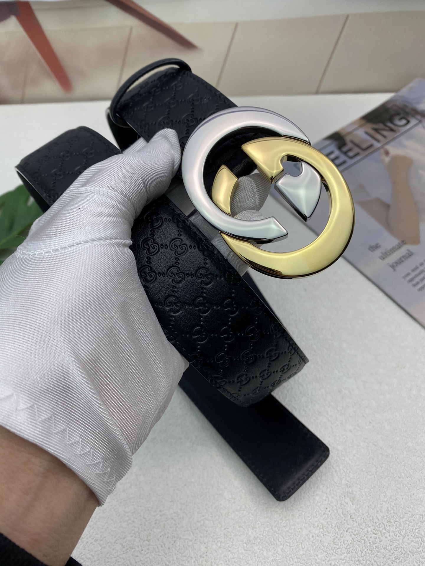 Gucci Male Leather Belt Top Grain Leather M