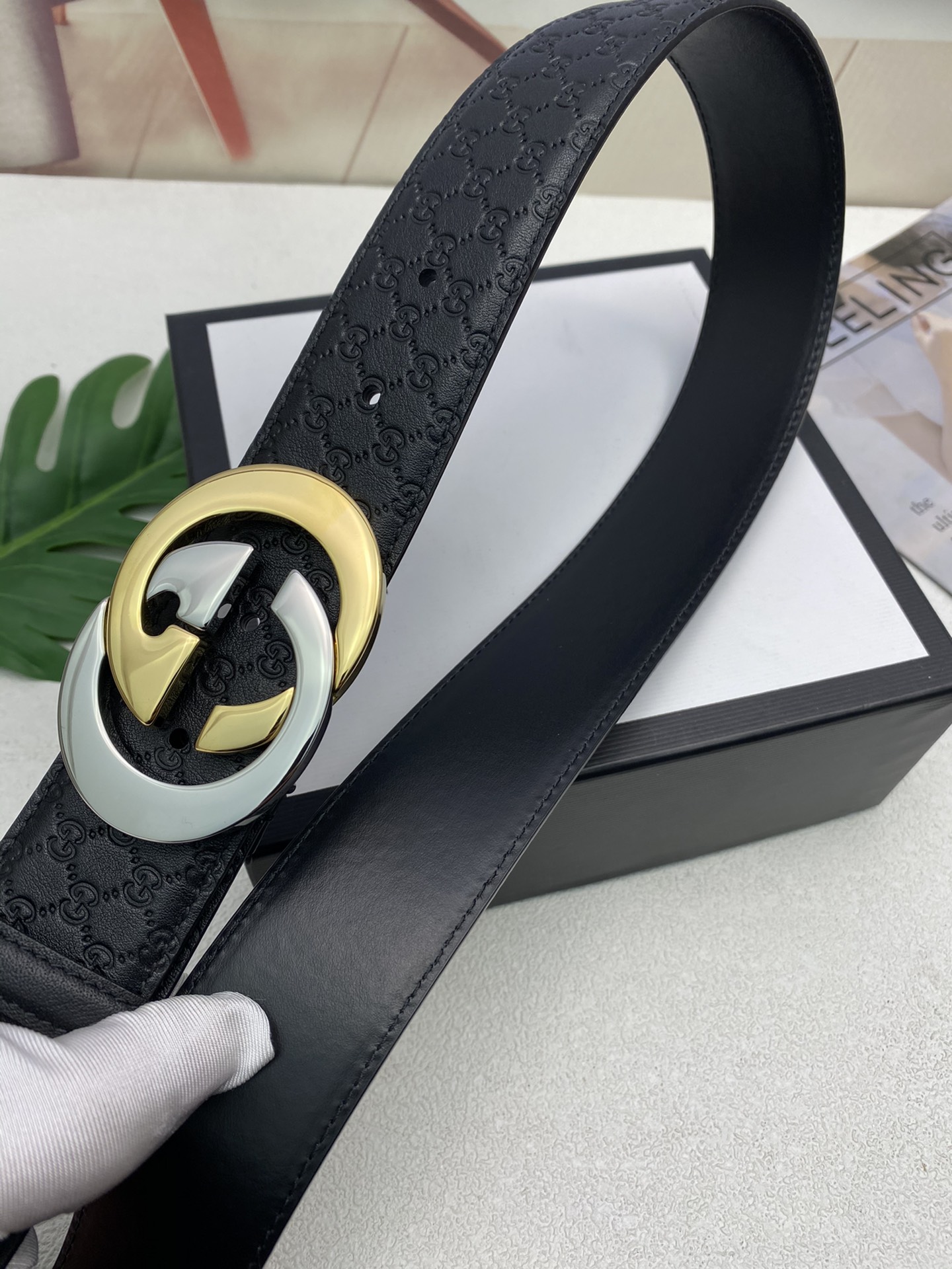 Gucci Male Leather Belt Top Grain Leather M