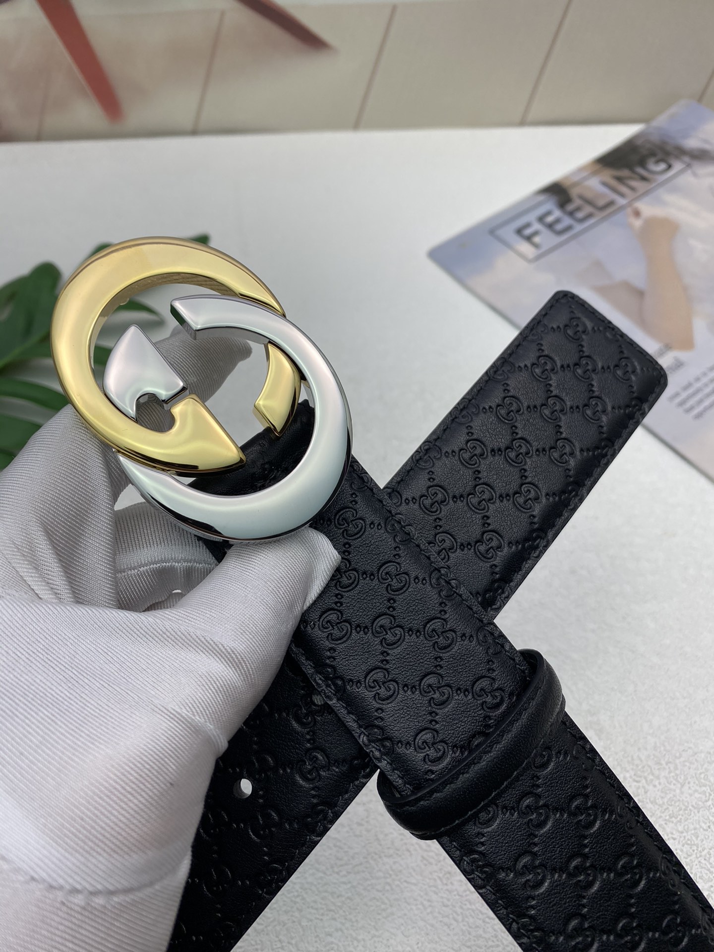 Gucci Male Leather Belt Top Grain Leather M