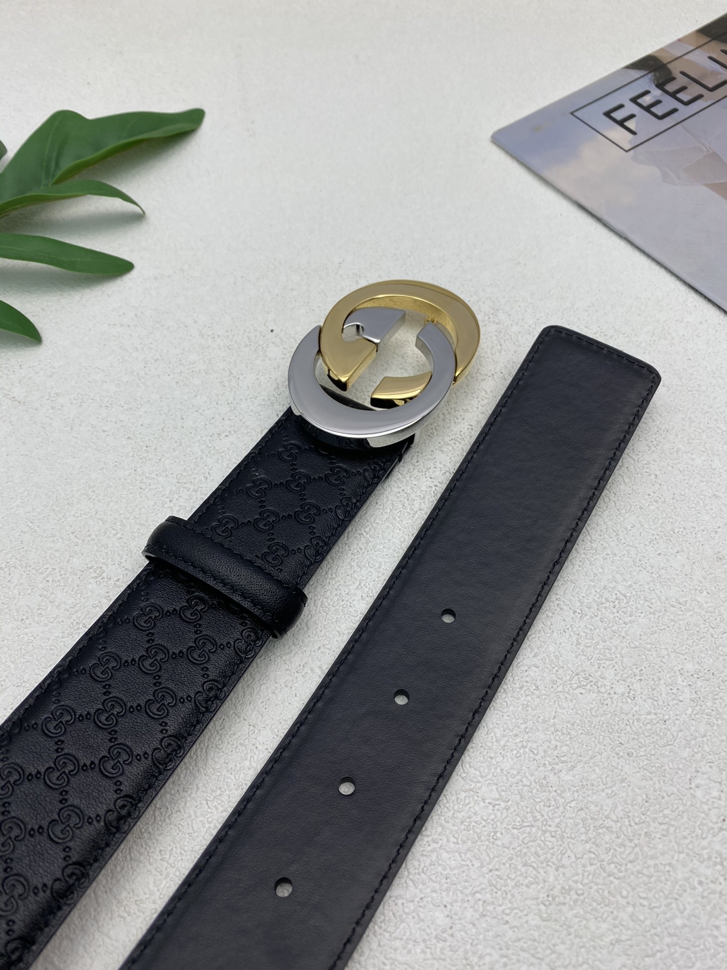 Gucci Male Leather Belt Top Grain Leather M