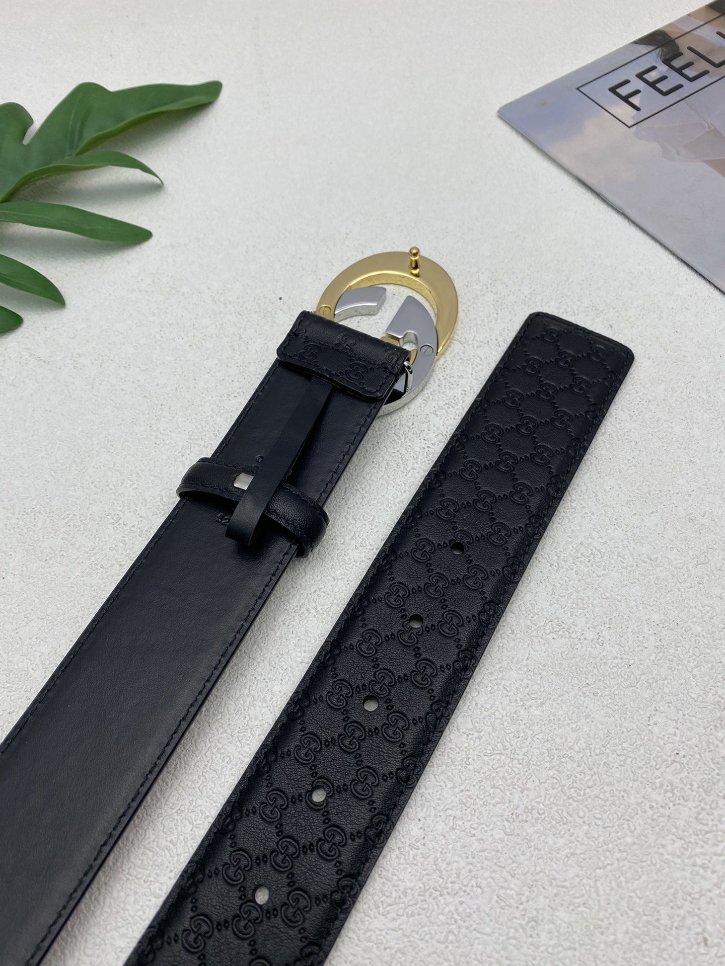 Gucci Male Leather Belt Top Grain Leather M