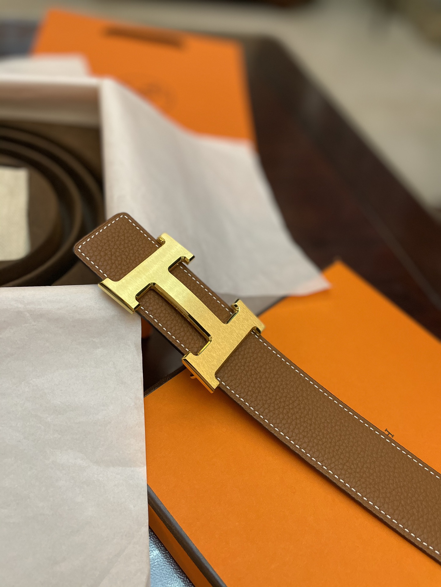 Hermès Basic Belt Cow Leather Gold 38mm-s-m