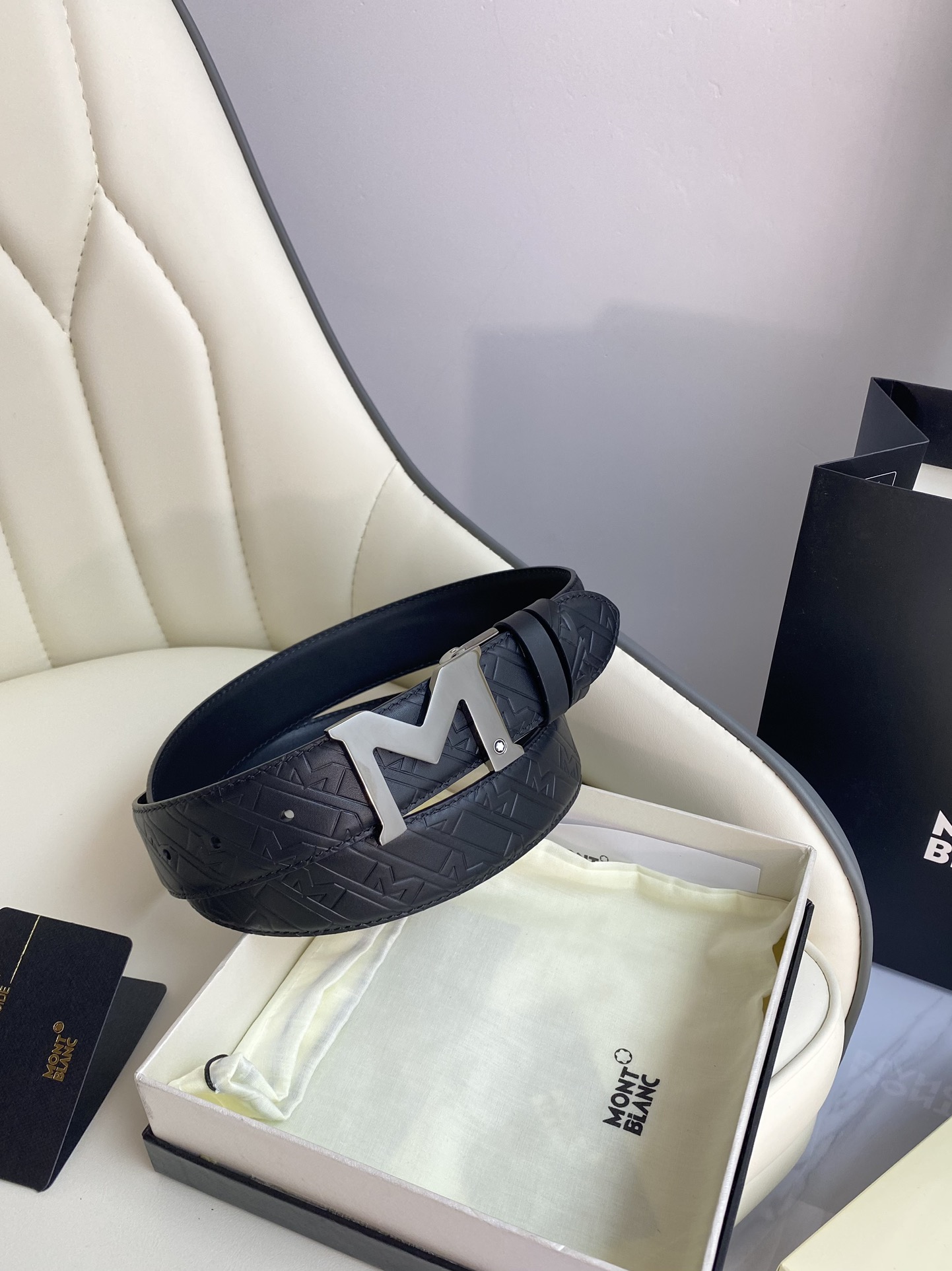 Montblanc Leather Belt Top Grain Leather M-l