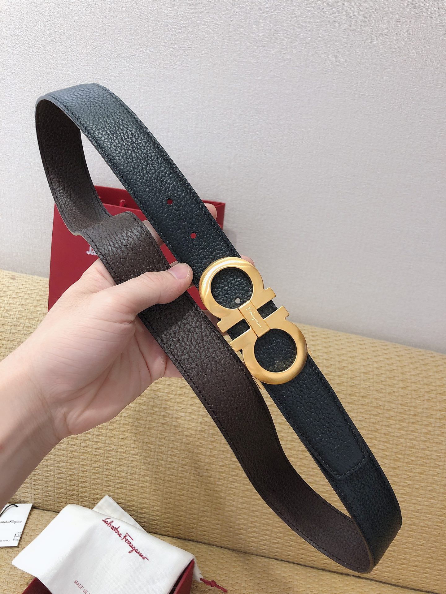 Salvatore Ferragamo Male Leather Belt Top Grain Leather M