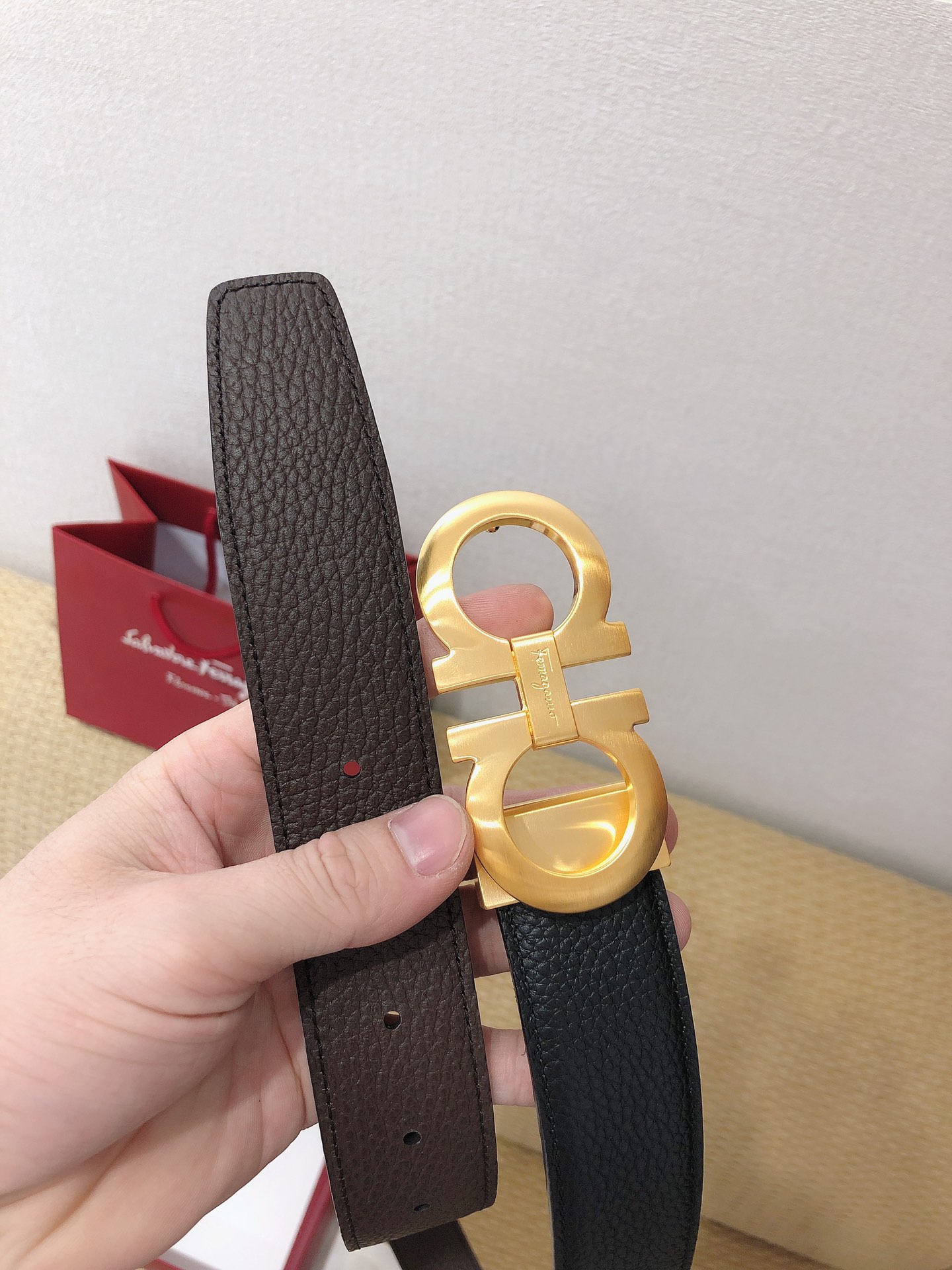 Salvatore Ferragamo Male Leather Belt Top Grain Leather M