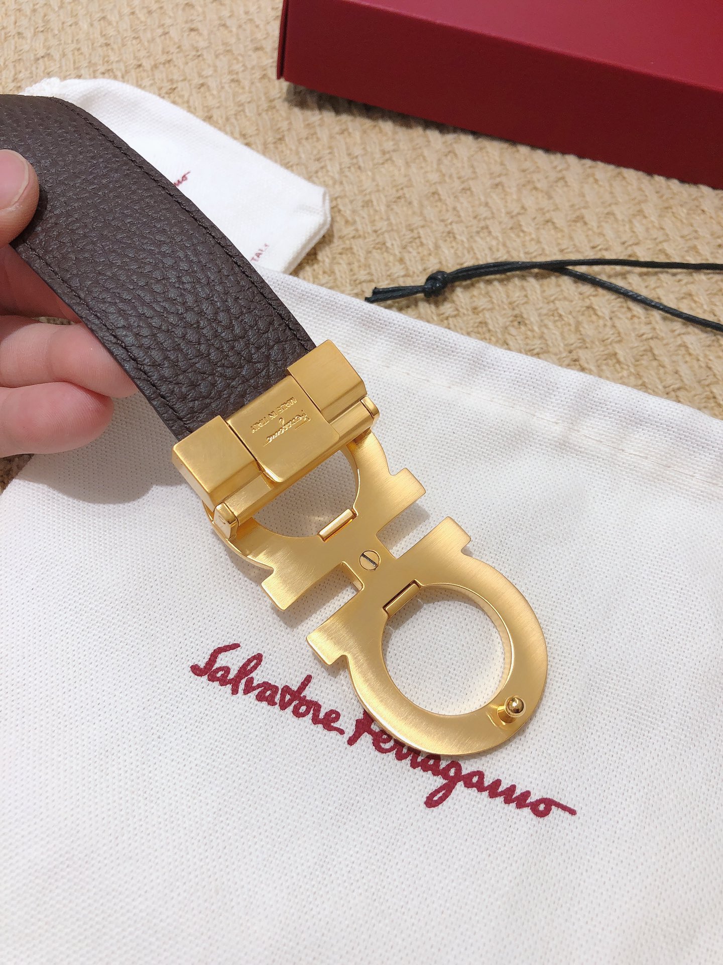 Salvatore Ferragamo Male Leather Belt Top Grain Leather M