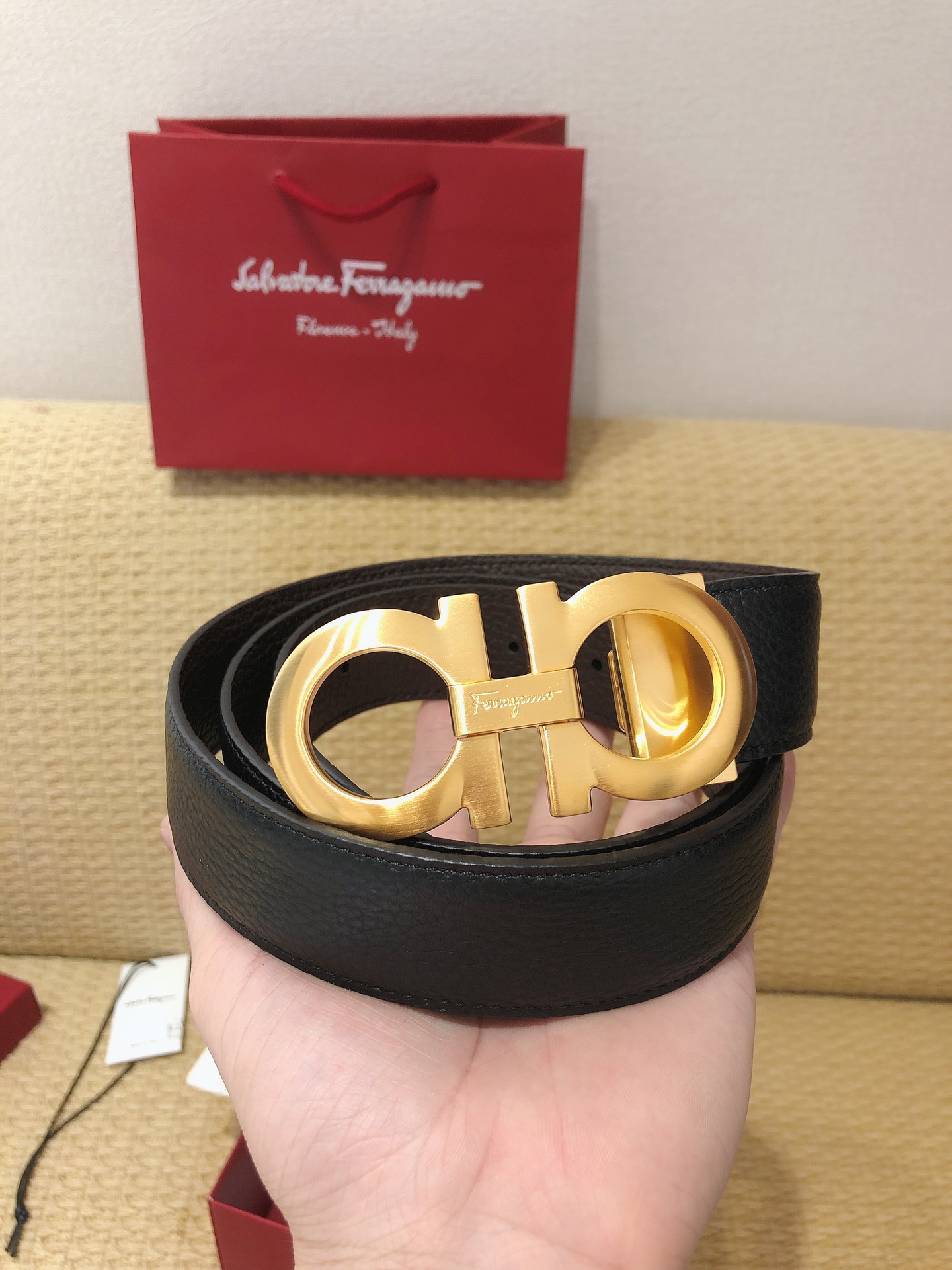 Salvatore Ferragamo Male Leather Belt Top Grain Leather M