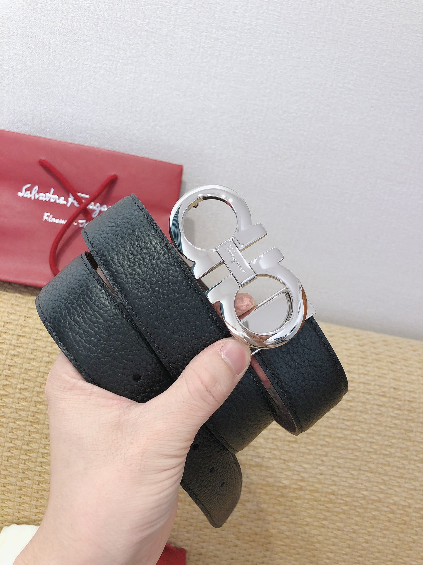 Salvatore Ferragamo Male Leather Belt Top Grain Leather M