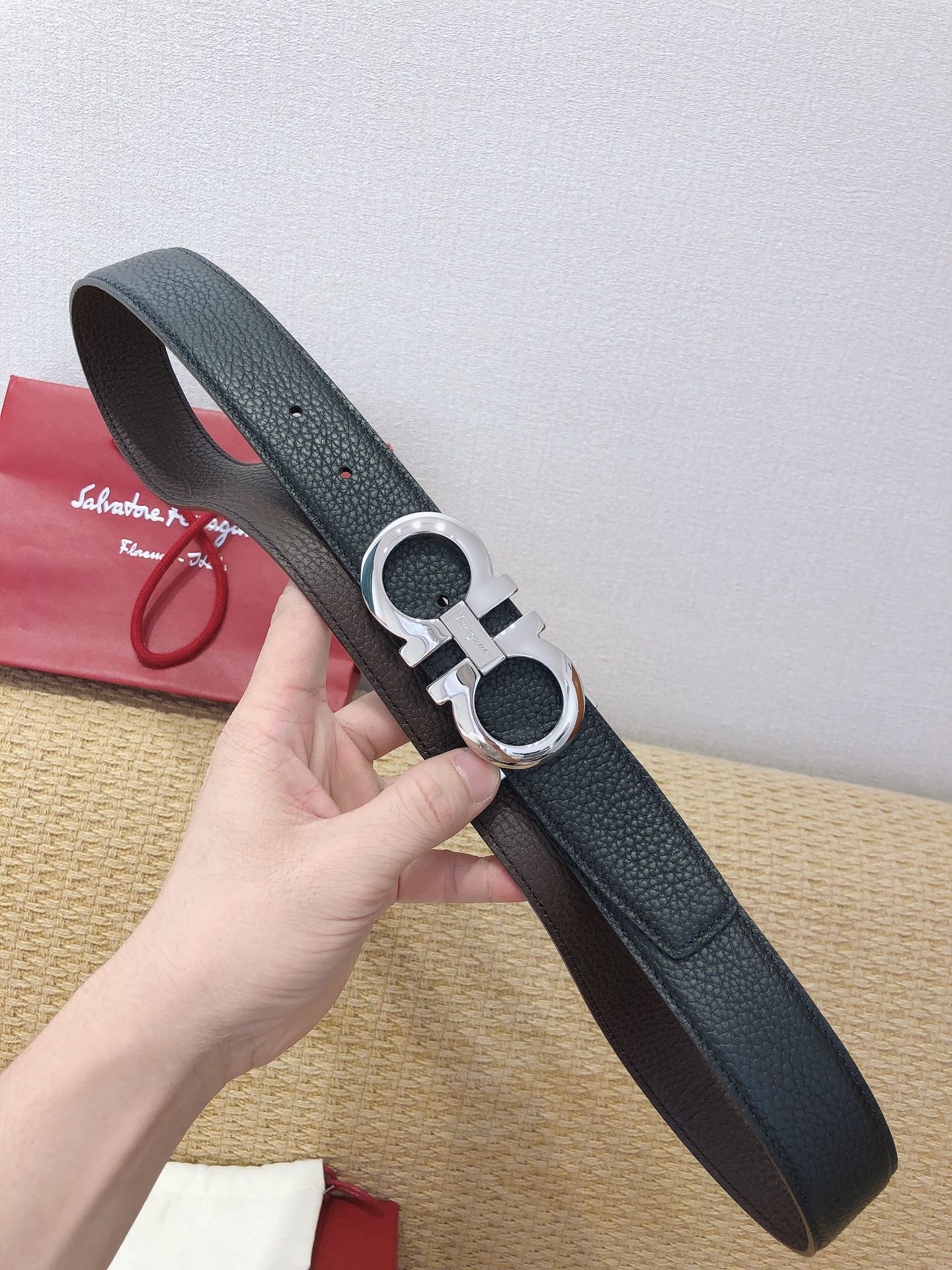 Salvatore Ferragamo Male Leather Belt Top Grain Leather M