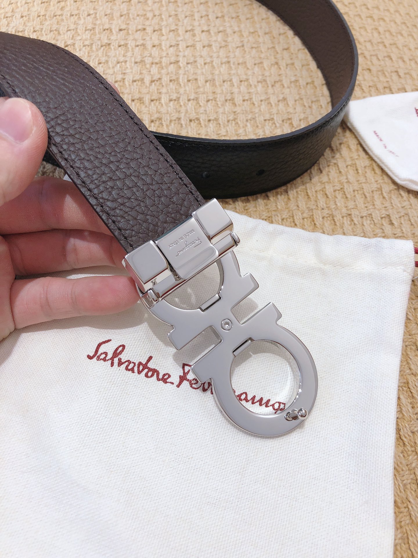 Salvatore Ferragamo Male Leather Belt Top Grain Leather M