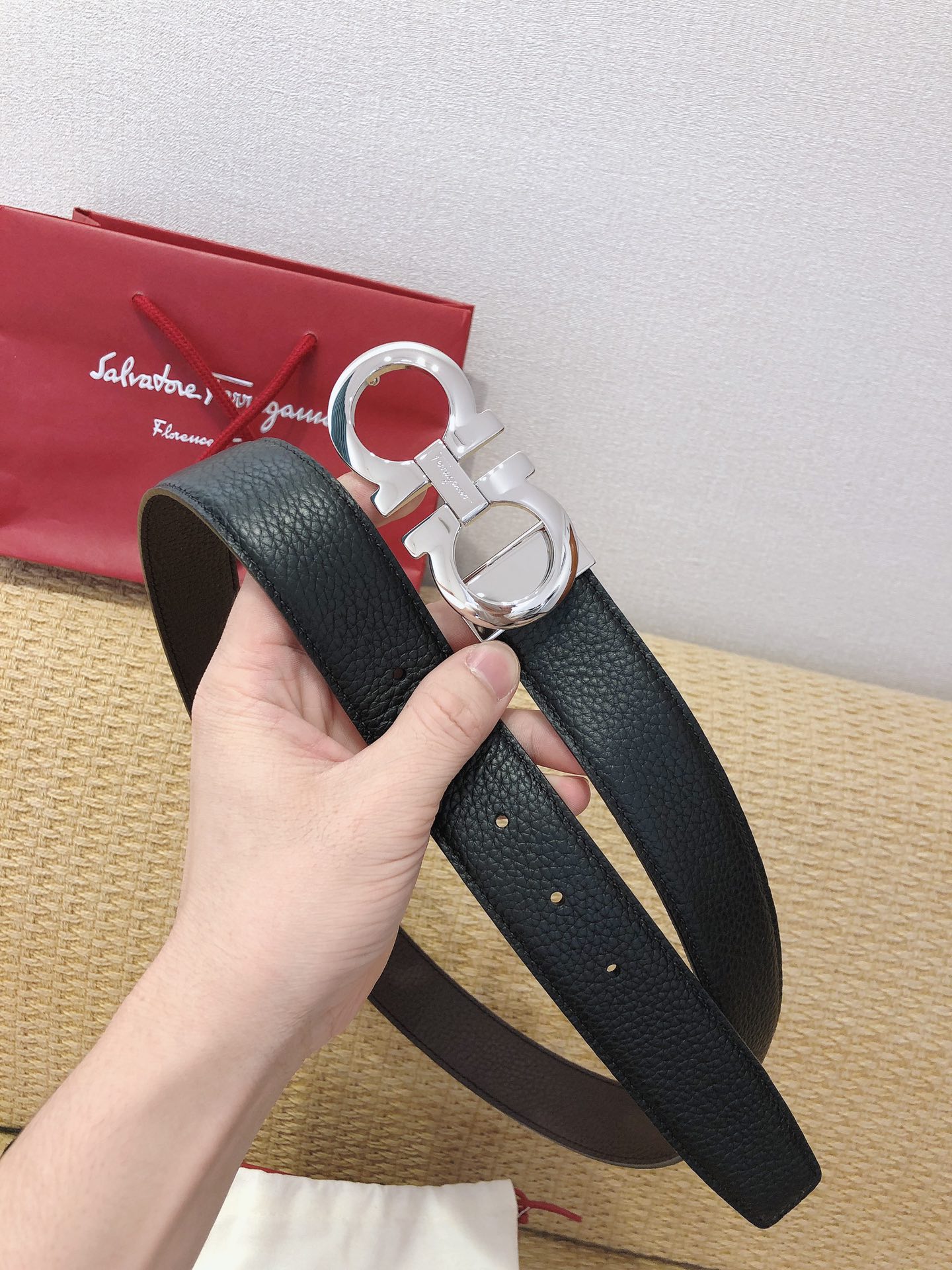 Salvatore Ferragamo Male Leather Belt Top Grain Leather M