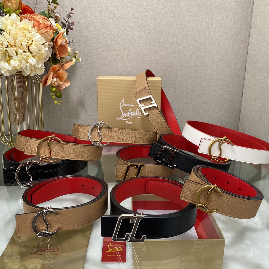 Christian Louboutin Male Basic Belt Cow Leather Black S-l