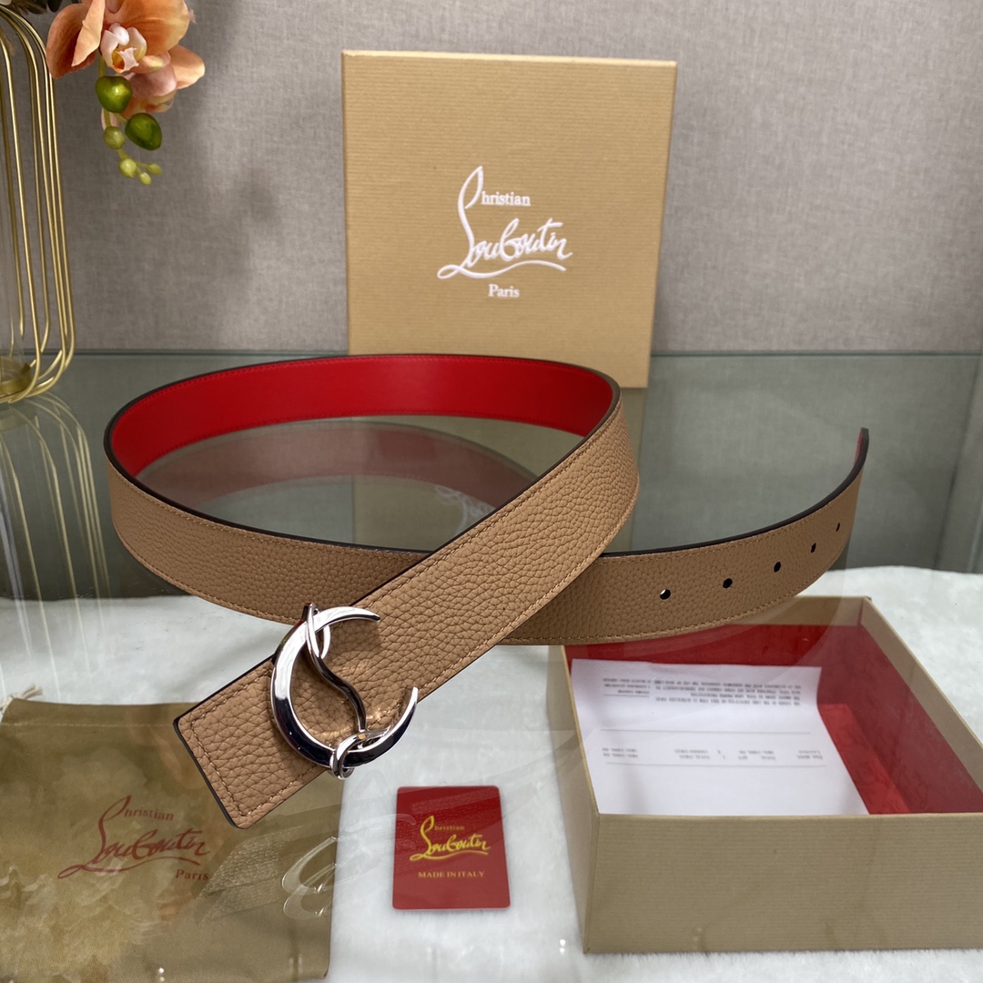 Christian Louboutin Male Basic Belt Cow Leather Black S-l