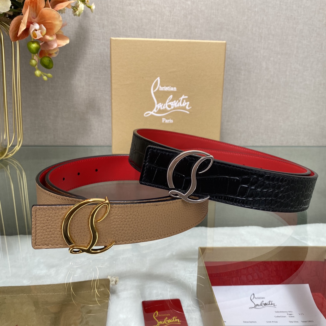 Christian Louboutin Male Basic Belt Cow Leather Black S-l