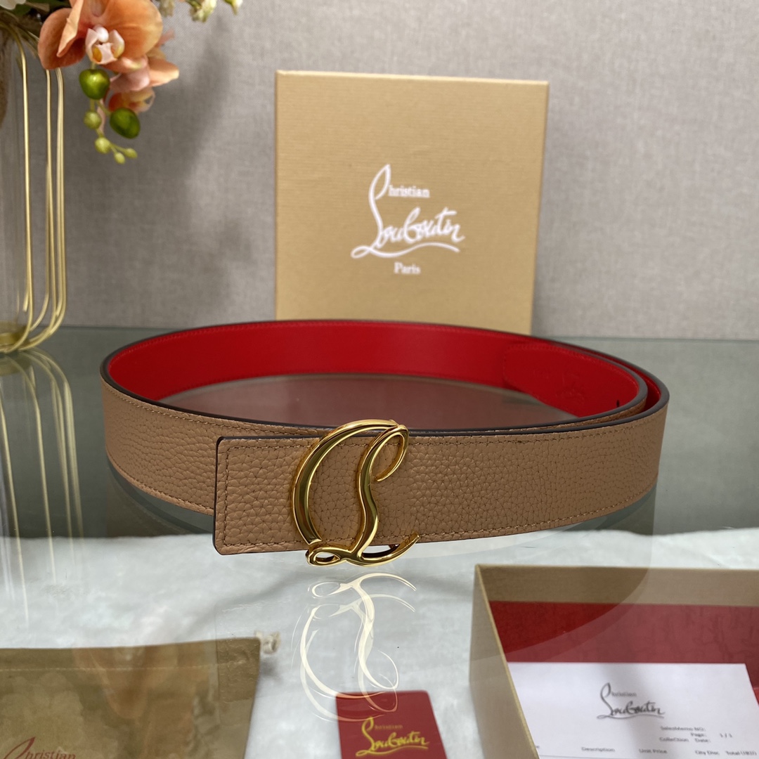 Christian Louboutin Male Basic Belt Cow Leather Black S-l