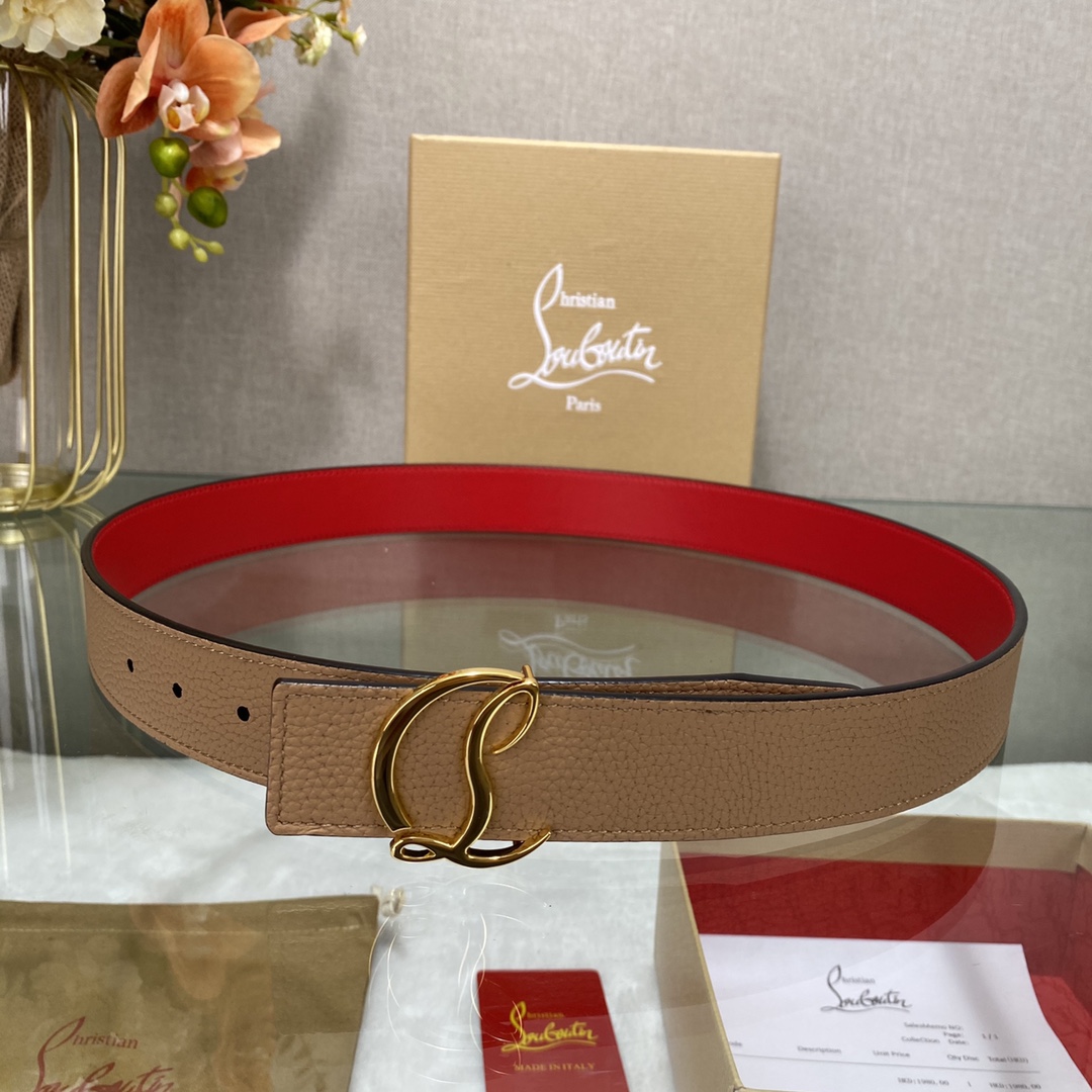 Christian Louboutin Male Basic Belt Cow Leather Black S-l