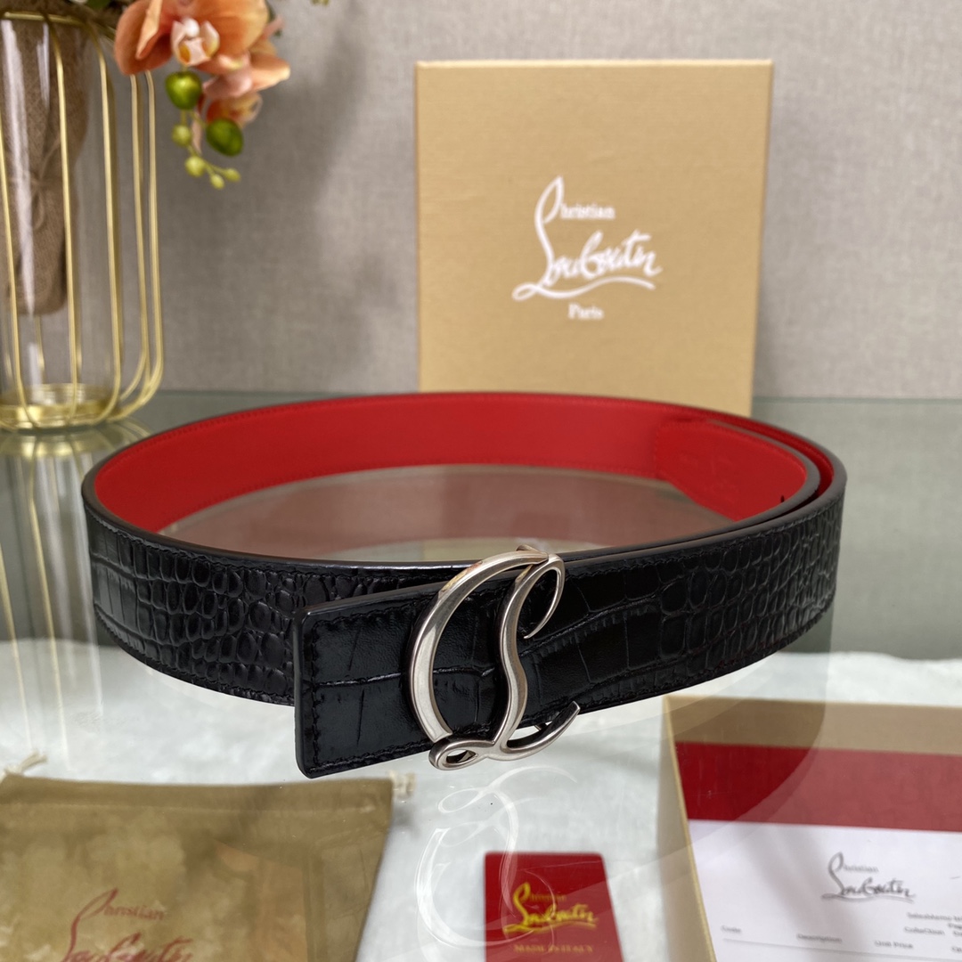 Christian Louboutin Male Basic Belt Cow Leather Black S-l