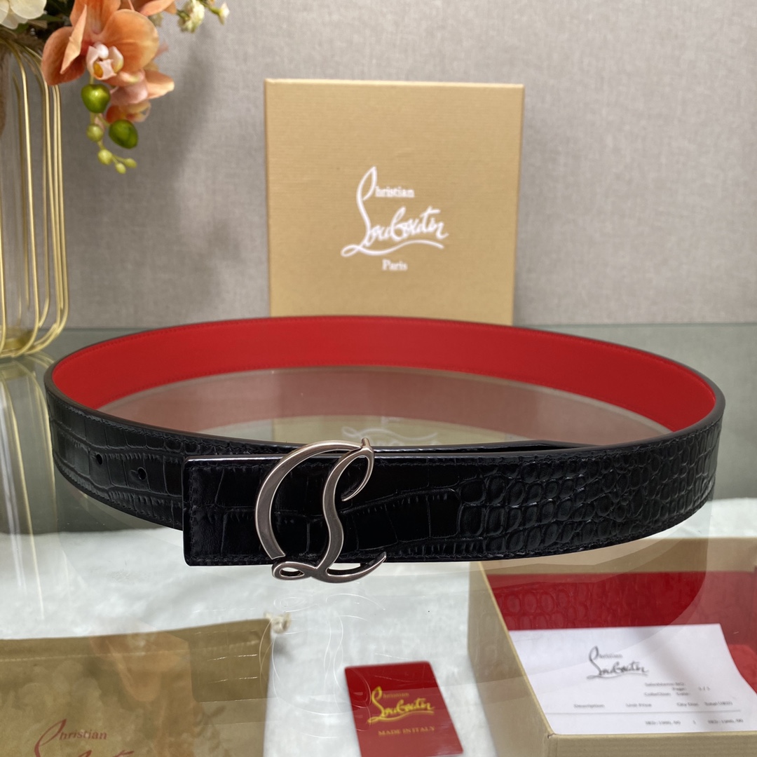 Christian Louboutin Male Basic Belt Cow Leather Black S-l