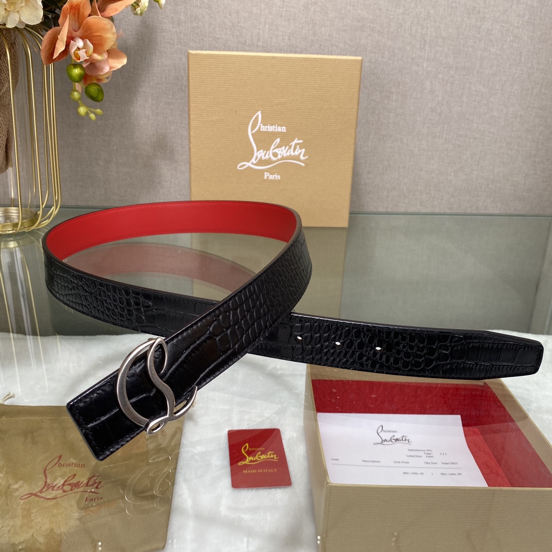 Christian Louboutin Male Basic Belt Cow Leather Black S-l