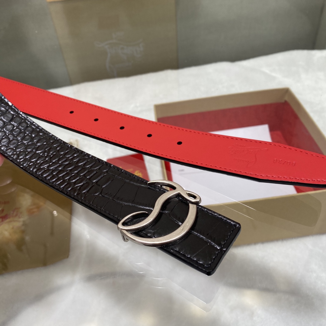 Christian Louboutin Male Basic Belt Cow Leather Black S-l