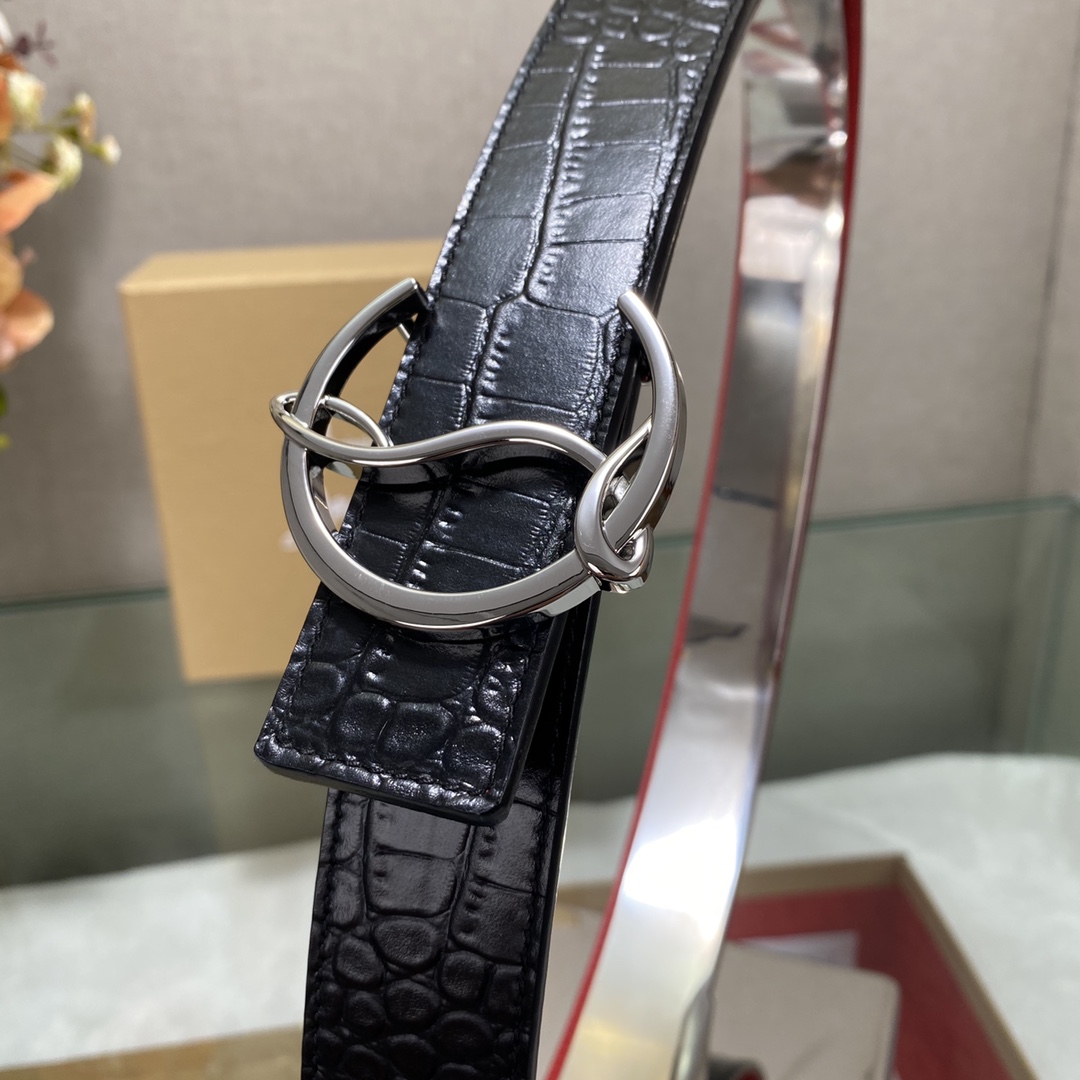 Christian Louboutin Male Basic Belt Cow Leather Black S-l