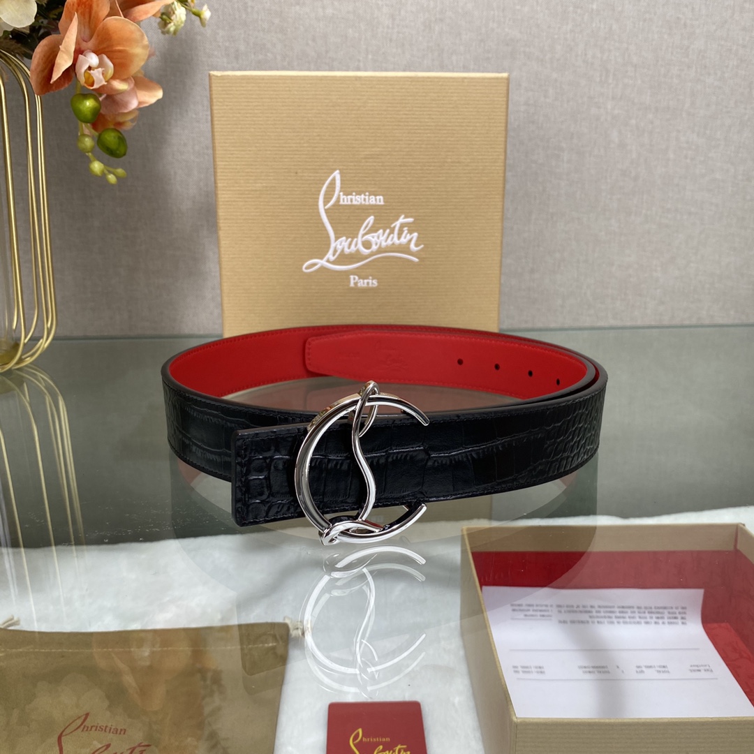 Christian Louboutin Male Basic Belt Cow Leather Black S-l