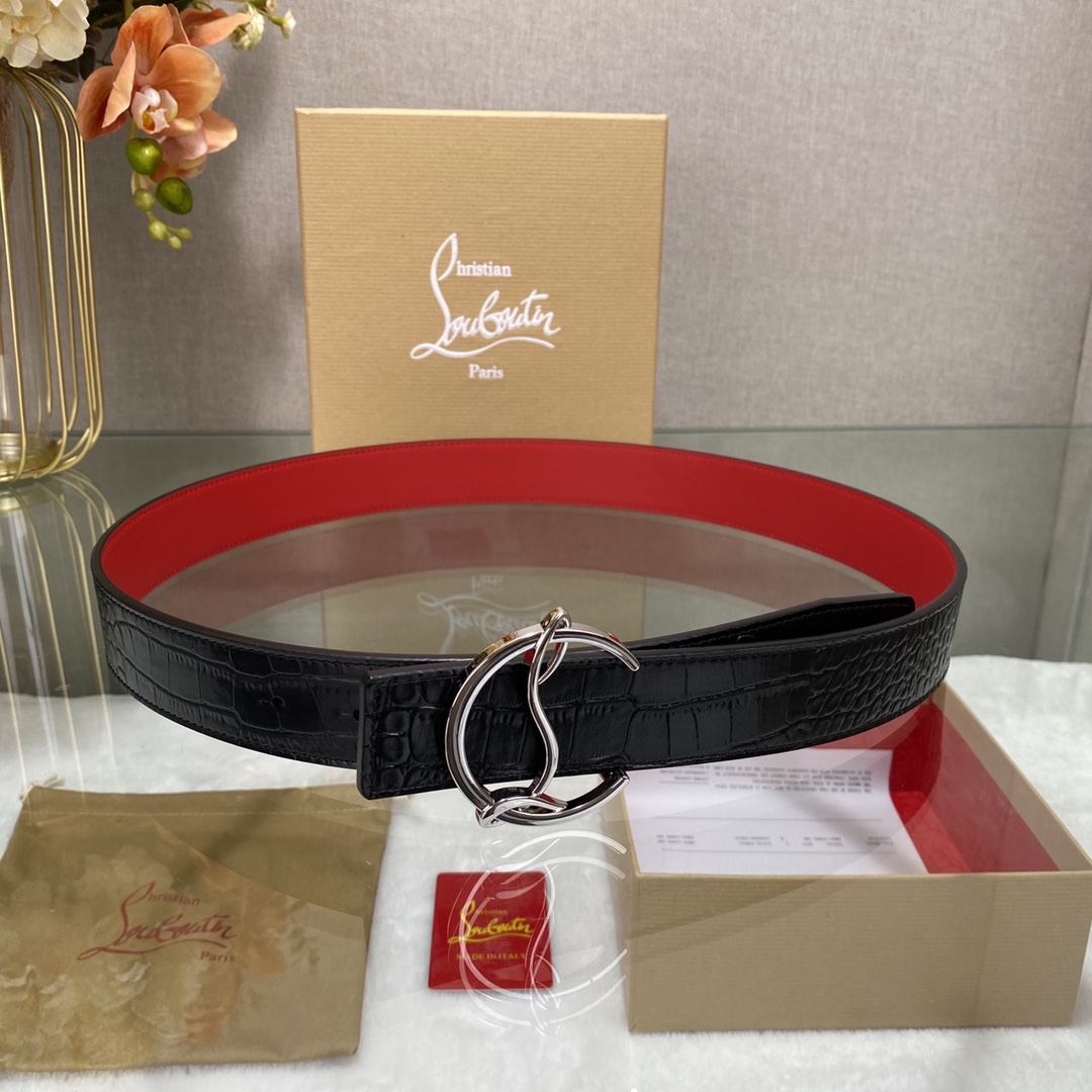Christian Louboutin Male Basic Belt Cow Leather Black S-l