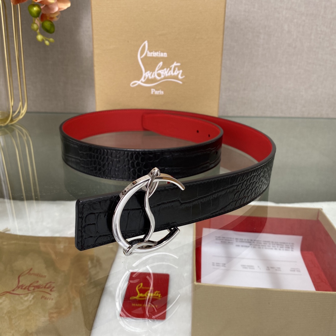 Christian Louboutin Male Basic Belt Cow Leather Black S-l