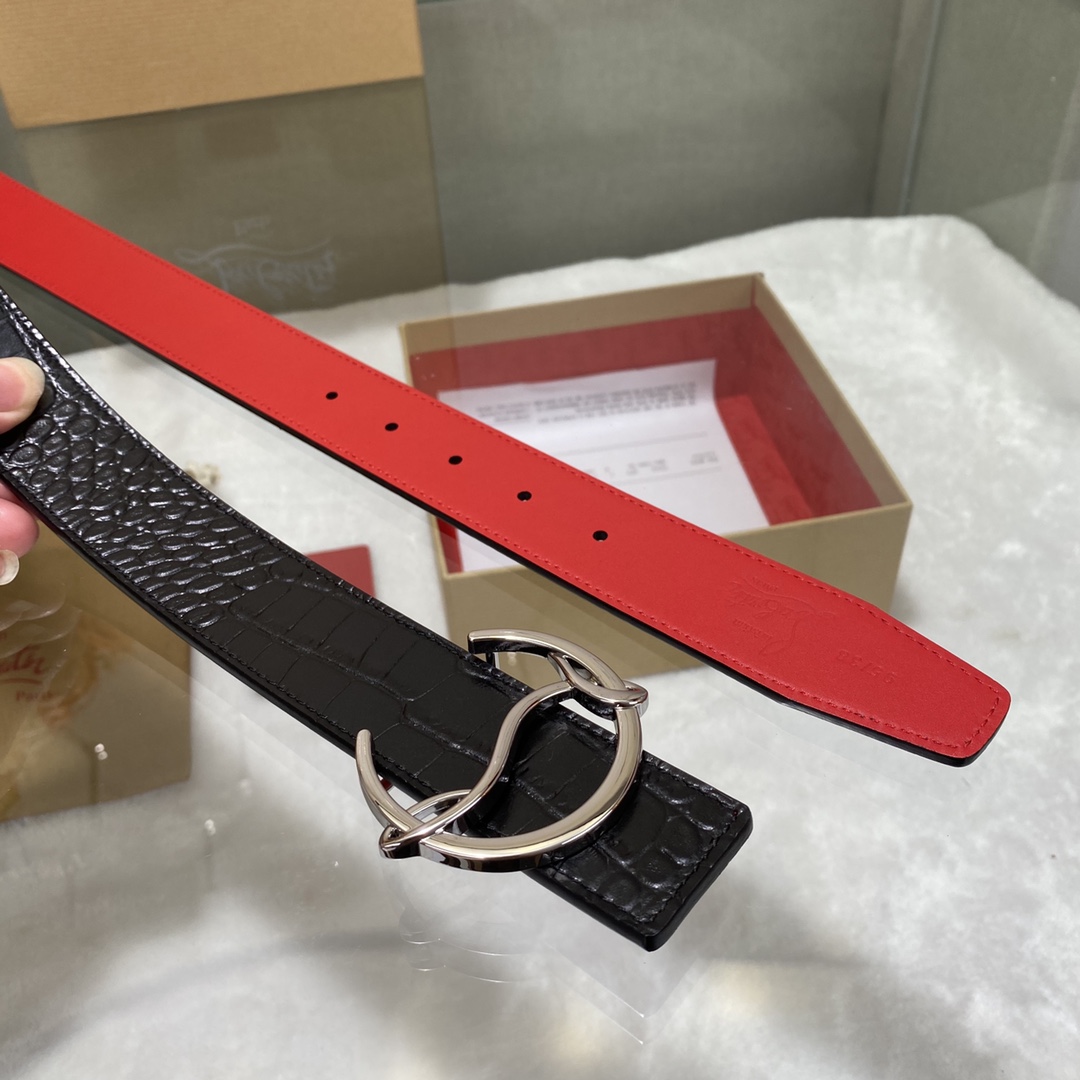 Christian Louboutin Male Basic Belt Cow Leather Black S-l