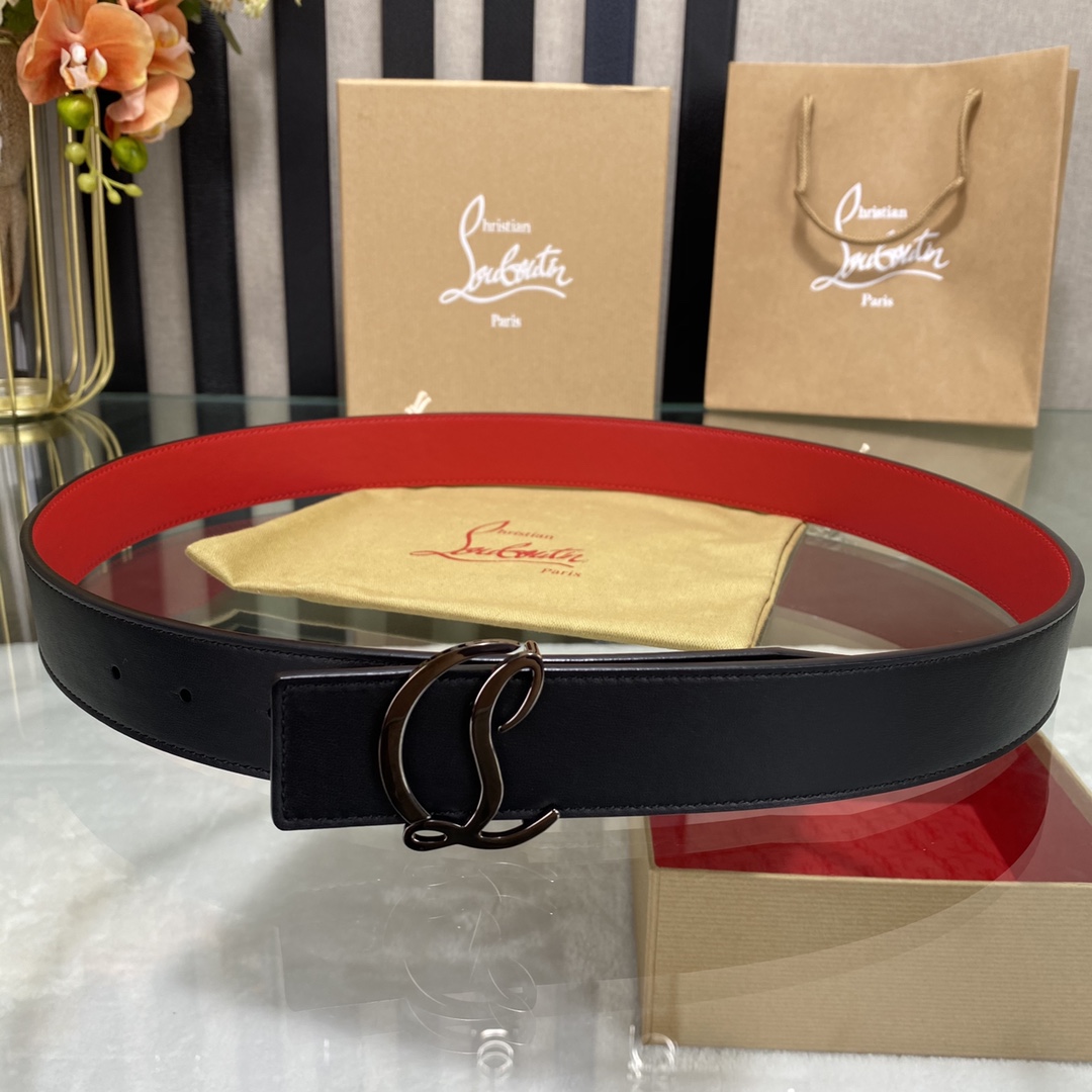 Christian Louboutin Male Basic Belt Cow Leather Black S-l