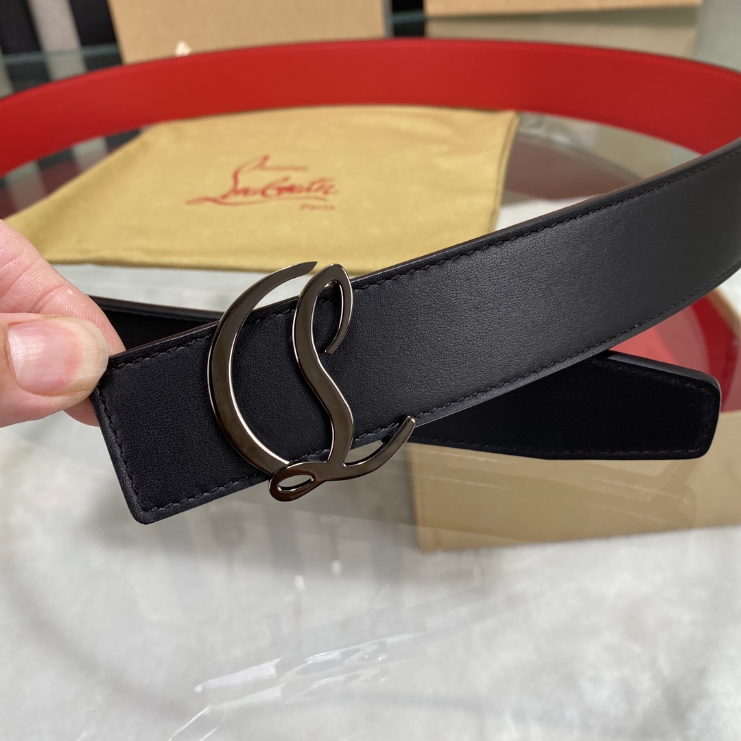 Christian Louboutin Male Basic Belt Cow Leather Black S-l