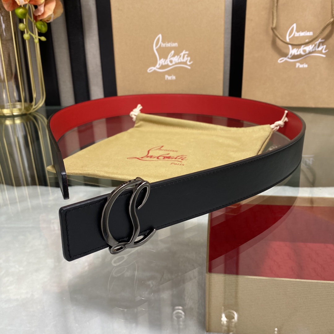 Christian Louboutin Male Basic Belt Cow Leather Black S-l