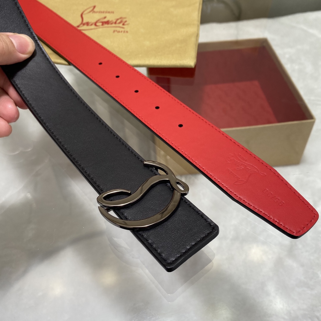 Christian Louboutin Male Basic Belt Cow Leather Black S-l