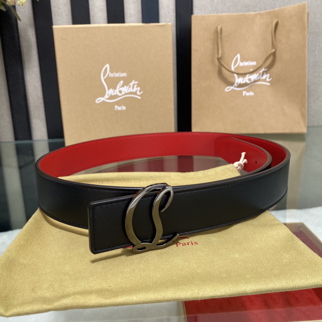 Christian Louboutin Male Basic Belt Cow Leather Black S-l