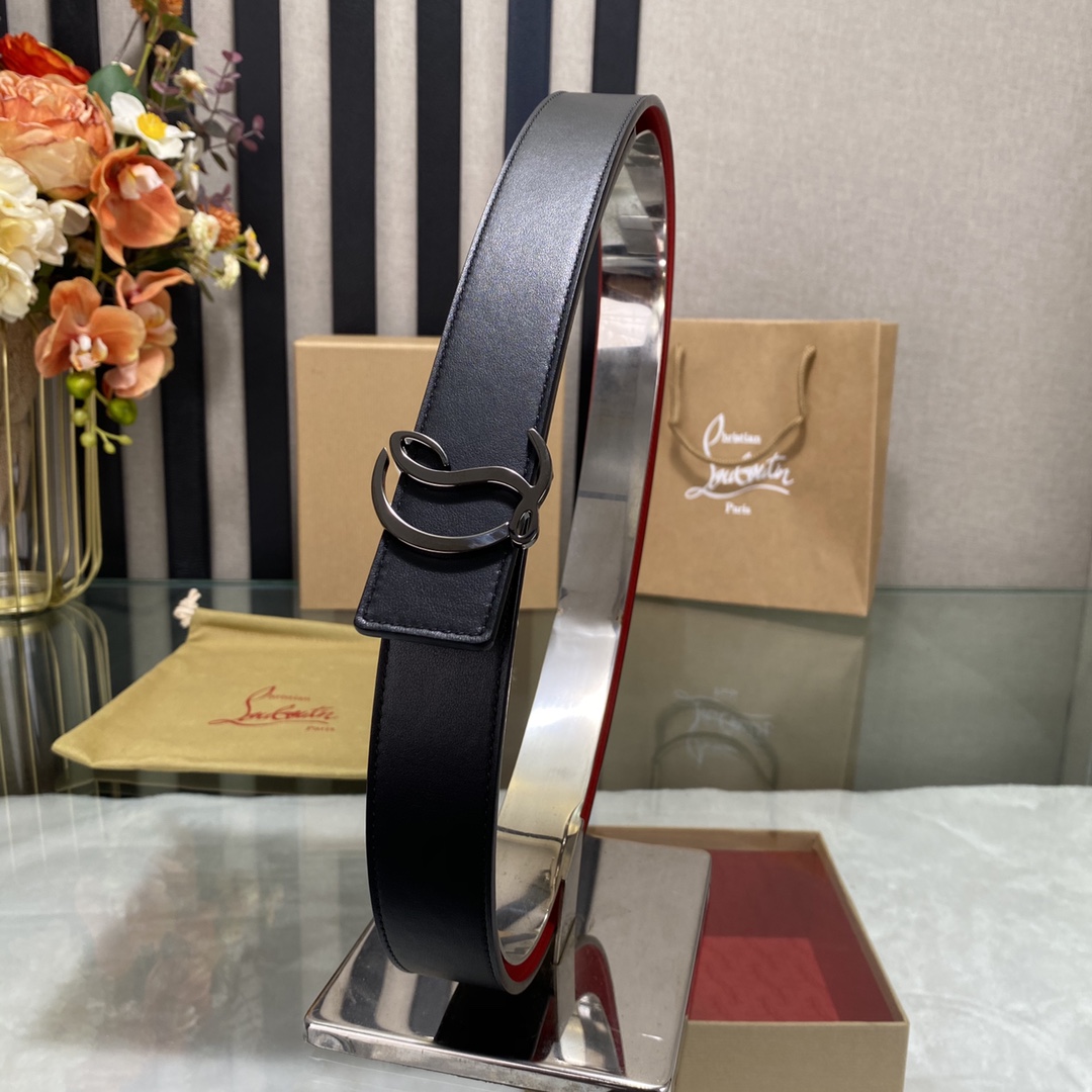 Christian Louboutin Male Basic Belt Cow Leather Black S-l