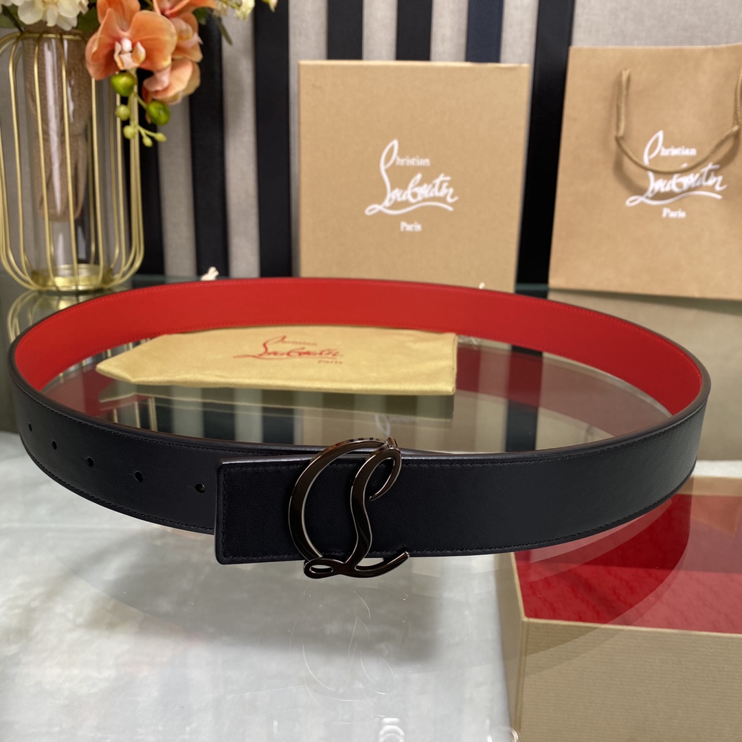 Christian Louboutin Male Basic Belt Cow Leather Black S-l
