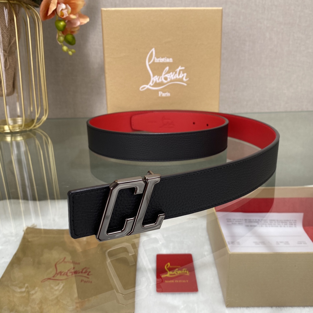 Christian Louboutin Male Basic Belt Cow Leather Black S-l