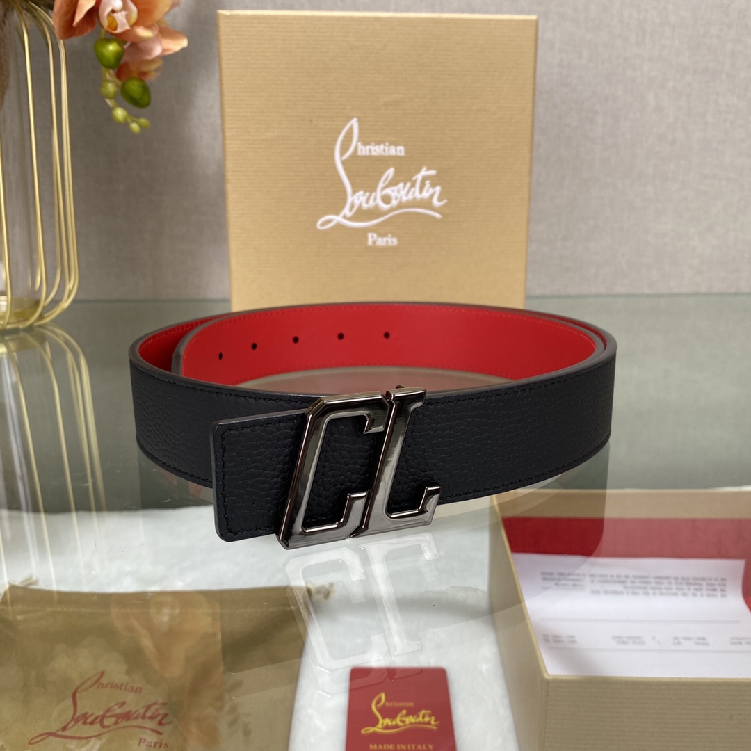 Christian Louboutin Male Basic Belt Cow Leather Black S-l